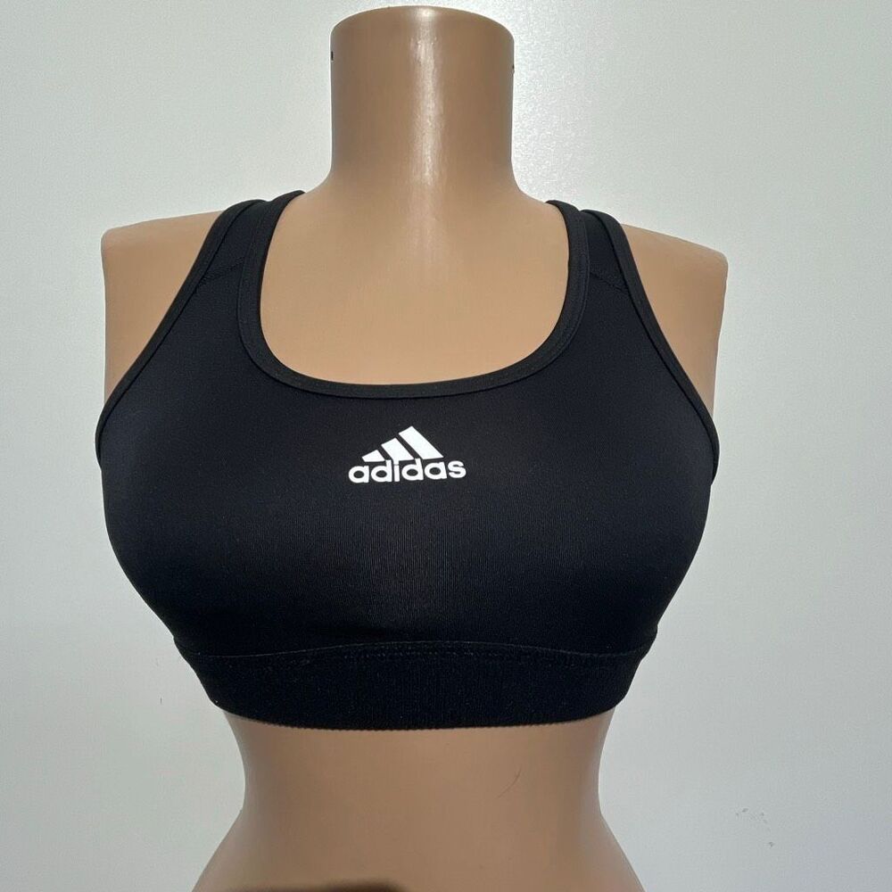Adidas Black Aeroready Medium Support Padded Cut Out Racerback Sports Bra Medium
